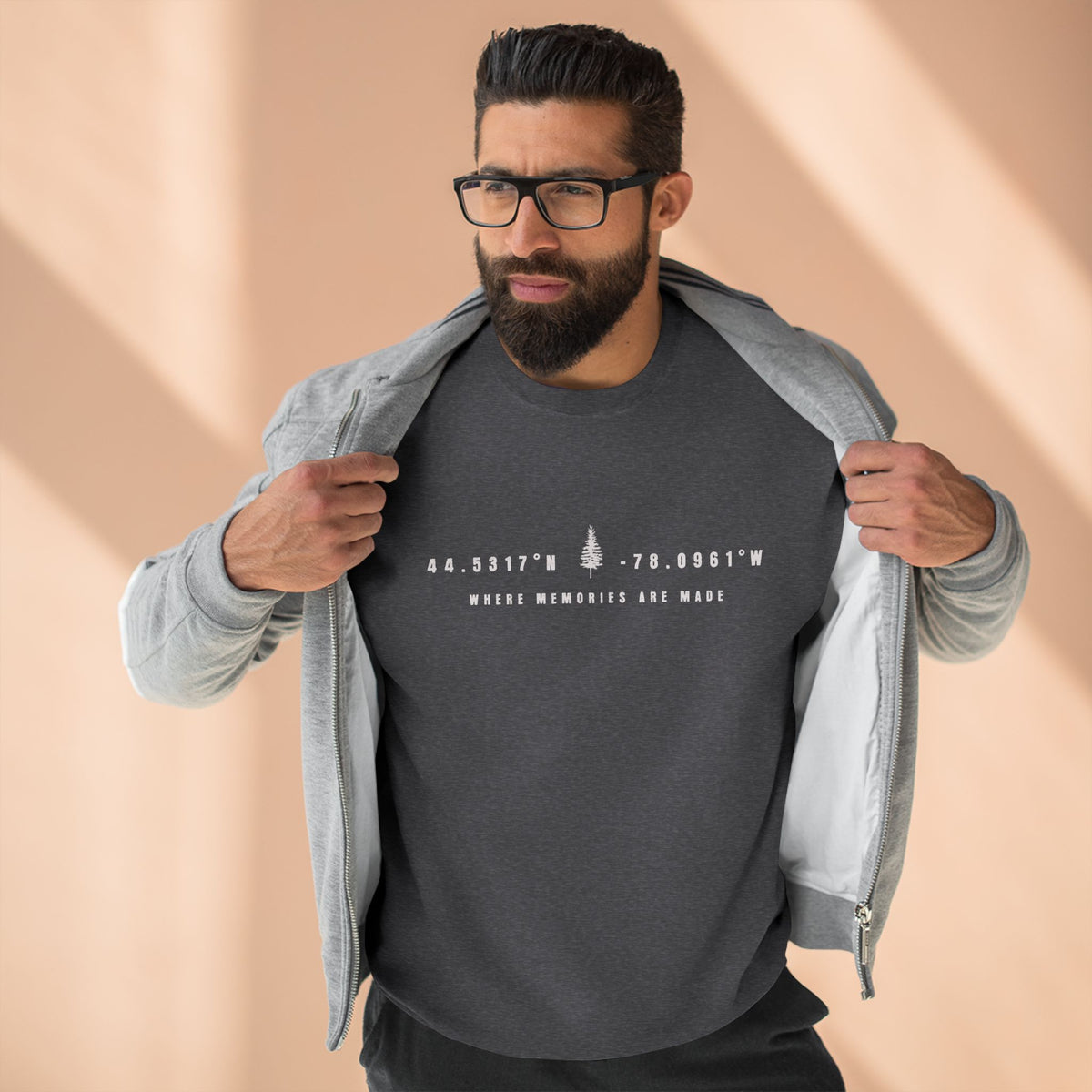 White Lake Map Coordinates (Non-Embroidered) Crewneck